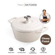 SKITCHEN Aurora Dutch Oven (24 cm) - Enamel Cast Iron, MPASI, Sourdough, Slow Cook, Food Grade - But