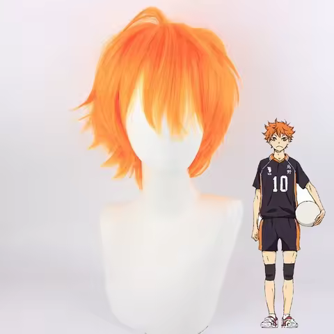 Japanese Anime "Haikyuu!!" Little Volleyball Hinata Shoyo Orange Cosplay Wig High-temperature Silk C