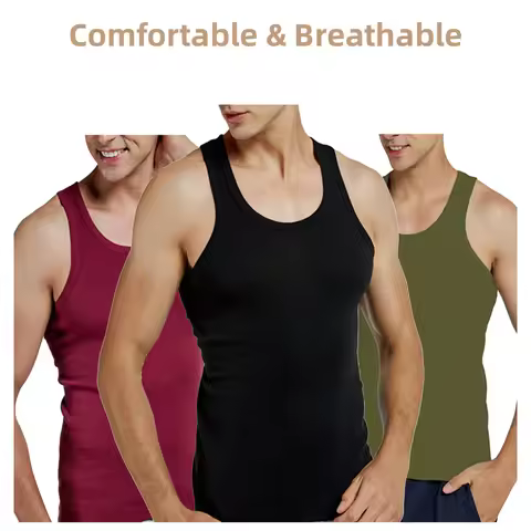 Tank Tops Men 100% Cotton Running Vest Fitness Cool Top Gym Sport Slim Colorful Outdoor Casual Under