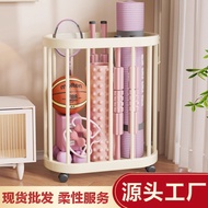 [48H ] Yoga Mat Storage Basket Household Large-Capacity Removable Sports Tool Rack with Wheels Fitne