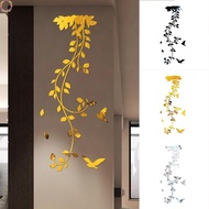 Elegant Flower Art Wall Sticker Removable 3D Mirror Decal for Home Room Decor
