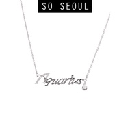 SO SEOUL Horoscope Zodiac Sign Constellation Diamond Simulant Cubic Zirconia Fixed Necklace-Aquarius