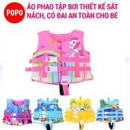 Swimming life jacket Sleeveless POPO LV3 with funny cartoon patterns, safety belt for children from 