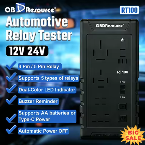OBDresource Car Relay Tester 12V 24V Wireless 4 Pin 5 Pin Auto Relay Diagnostic Tool 5 Pin Positions