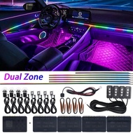 Dual Zone 18 in 1 Symphony LED Car Ambient Lights RGB 64 Colors Interior Rainbow Acrylic Strip Neon 