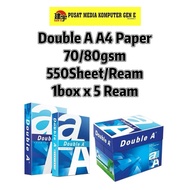 (1X5REAM)Double A A4 PAPER 70gsm & 80gsm 550's/Double A Kertas A4 70gsm & 80gsm/Double A A4 纸 70gsm 