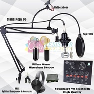 TERBAIK Paket Microphone BM8000 Full Set Plus Soundcard V8s +