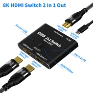 8K HDMI2.1 Two In One Out Switcher 4K/120Hz 8K/30Hz HDMI 2x1 Switcher