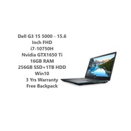 Dell G3 15 5000 - 15.6 Inch FHD/ i7-10750H/Nvidia GTX1650 Ti /16GB RAM/256GB SSD+1TB HDD/Win10 /3 Yr