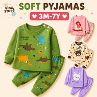 (3M-7Y) Kids Pyjamas Set Baju Tidur Budak Baby Long Sleeve Long Pants Boy Girl Sleepwear Pajamas Bay