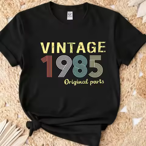 Vintage 1985 T Shirts for Women 41th Birthday Gifts Born in 1985 Cotton Tshirt Retro Casual Short Sl