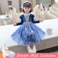 Frozen Elsa Dress For Kids Girl Princess Long Sleeve Blue Gown For Kids Christmas Outfits Halloween Cosplay Costume Dresses