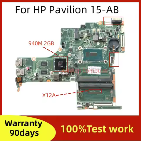 DAX12AMB6D0 For HP Pavilion 15-AB TPN-Q159 Laptop motherboard X12A With I5-5200U i7-5500U CPU 940M 2