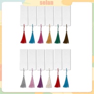 SEL 10Pieces White Paper Bookmarks with Tassels 2x5 5Inch Unfinished Paintable Bookmarks for Kid Adu