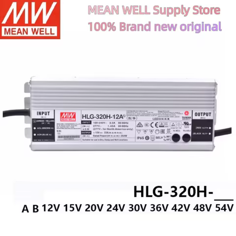 HLG-320H 320W MEAN WELL Constant Voltage + Constant Current LED Driver 12V 15V 20V 24V 30V 36V 42V 4