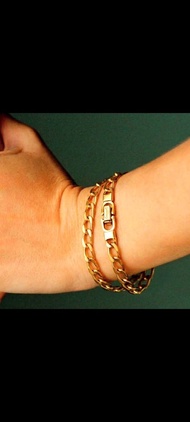 經典幾何切面 中性款德國製 法國Christian Dior迪奧鍍金古董手鍊