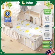INHO Safety Baby Playpen Kids Fence Kids Foldable Gaming Fence Game Activity Center with Swing Slide