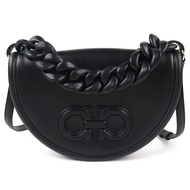 狀況極佳 △ Salvatore Ferragamo Ferragamo 212748 AURA Gancini 兩用皮革手提包/單肩包，黑色，帶防塵袋，意大利製造，女士