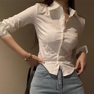 Jk Uniform White Shirt 2024 Spring Sleeve Design Niche Slim-fit Waist Top 26.3.5