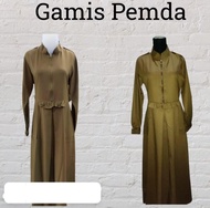 Gamis Pemda pangkat PNS warna khaki bahan  toyobo fodu|| Gamis pemda PNS