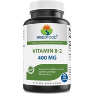 Brieofood Vitamin B2 (Riboflavin) 400mg, 120 Veggie Capsules - Gluten Free,