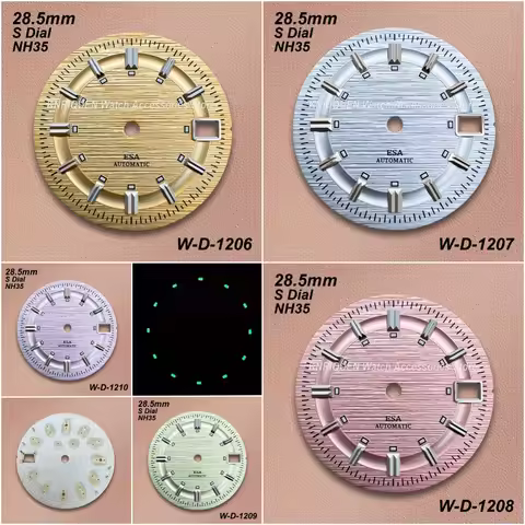 28.5mm S Logo Stripe Matte Dial Fit NH35/36/4R/7 Movement Green Luminous Watch Modification Accessor