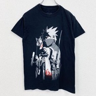 古著火影忍者疾風傳卡卡西短袖動漫印花 T 卹，人物設計，黑色，小碼