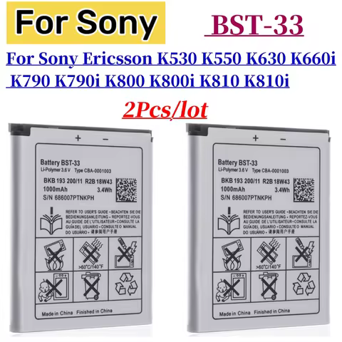 2PCS/Lot BST-33 Hight Quality Battery For Sony Ericsson K530 K550 K630 K660i K790 K790i K800 K800i K
