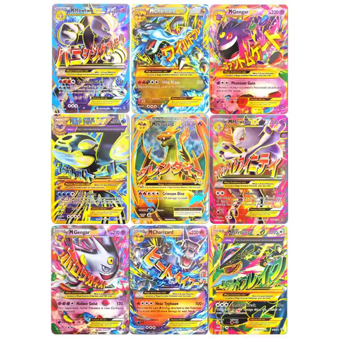 DIY Pokemon Cards PTCG XY MEGA M Charizard Gengar Mewtwo Rayquaza EX 101/108 English Game Collection