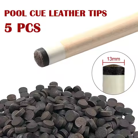 5Pcs Black Cue Tips Snooker Cue Replacement Pool Black Tip 13MM Cowhide Cue Head Billiard Rod Tip Bi