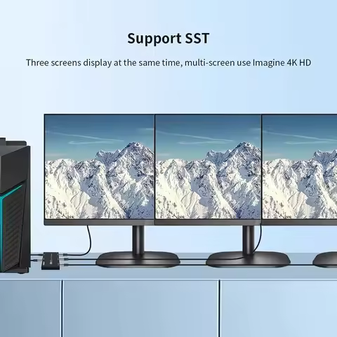 DisplayPort Splitter 1x3 8K 60Hz 4K 120Hz Triple Monitor Splitter With Extended Display and Mirror M