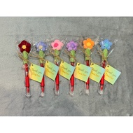 Handmade Flower Pen Topper/ Pen Cover/ Teacher’s Day Gift/ Red Pen (include red pen & greeting card)