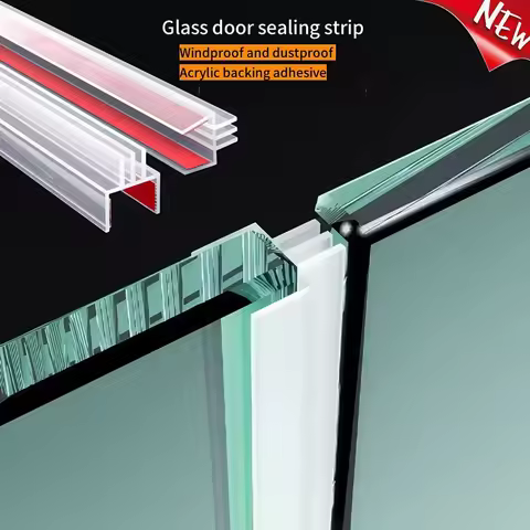 1M Rubber Glass Door Weatherstrip 10mm/12mm Portable Sliding Glass Door Fixture Accessories Househol