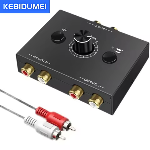 Audio Switcher Splitter Bi-Directional Audio Switcher With Mute Button 2x1 / 1x2 L / R RCA Stereo Au