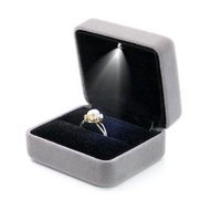 LED發光戒指盒 求婚戒指盒 灰色  1個 紀念日 鑽石 戒指