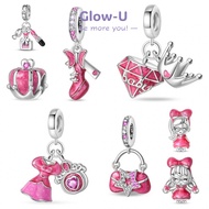 Silver Style Barbie Pink Series Charm Beads Girl Bag Shoes Charm Beads DIY Bracelet Necklace Jewelry