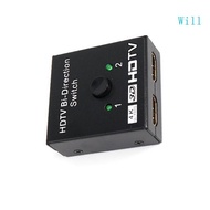 Will 4K 60Hz HDTV Switcher 2x1 Splitter with Sound Video Syncs Plugs Play for Laptops