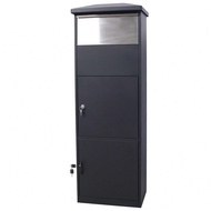 Large Lockable Parcel Drop Box With Floor Slot For Secure Mail Delivery - Black