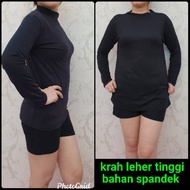 BH 134 baju perempuan spandex high neck cuff size MLXL.XXL.XXXL. length