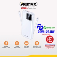 [Remax Energy] RPP-513 Suji Series 20000mAH 20W+22.5W+PD+QC Fast Charge Power Bank With Built In Cable