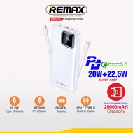 [Remax Energy] RPP-513 Suji Series 20000mAH 20W+22.5W+PD+QC Fast Charge Power Bank With Built In Cab