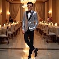 Style Ready Stock Men's Suit Sequin Suit Party Dinner Costume20251205