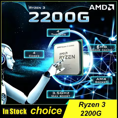 AMD Ryzen 3 2200G R3 2200G 3.5 GHz Zen 0.014 Quad-Core Quad-Thread CPU YD2200C5M4MFB Socket AM4 With