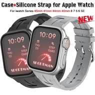 PC case+silicone strap sports bracelet compatible for Apple Watch series 9 8 7 6 5 se 4 i watch 45mm 44mm 41mm 40mm