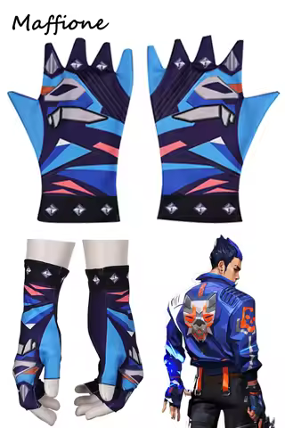 Game Valorant Yoru Cosplay Printed Gloves Costume Accessories Men Roeplay Short Glove Adult Male Hal