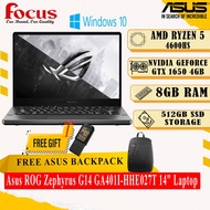 Asus ROG Zephyrus G14 GA401I-HHE027T 14" Laptop/ Notebook (Ryzen 5 4600H, 8GB, 512GB, NVIDIA GTX 1650, W10H)