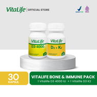 (BUNDLE) Vitalife D3 K2 MK7 dan D3 4000 IU - 30 Kapsul - 2 Botol