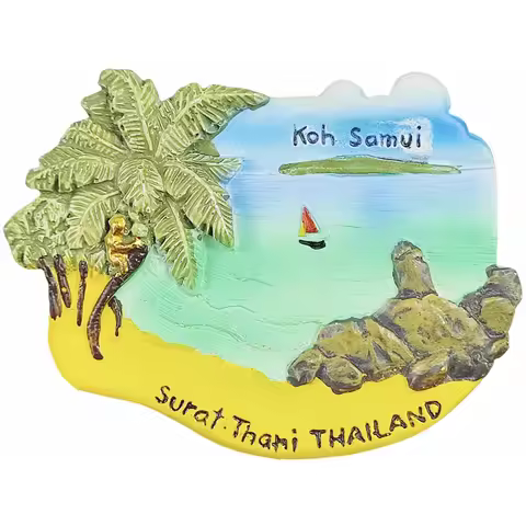 3D Koh Samui Surat Thani Thailand Fridge Magnet Souvenir Gift Resin Refrigerator Magnetic Sticker Co