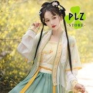 Hanfu Song-Made Hanfu [Tea Spirit] Pair-In Half-Sleeved Song-Made One-Piece Pleated Skirt Spring Summer Hanfu