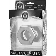 Master Series Silver Hex Heavy Duty Cock Ring &amp; Ball Stretcher